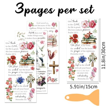 3 Sheets Classical Bible Rub On Transfers for Crafts-5.9 x 11.8 inches Easy-to-use Rub on Transfer Decals for Wood,Glass, Leather,Porcelain,Craft Projects-Home Decoration Stickers - style: Biblical words