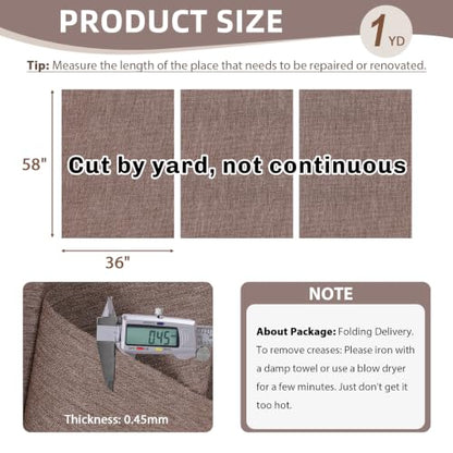 600D Outdoor Upholstery Fabric 58” W Waterproof Canvas Fabric by The Yard - color: Brown, size: 1 yard pre cut