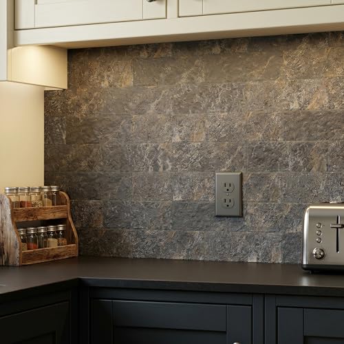 40-Sheet Flexible Stone Peel and Stick Backsplash Tile, 3" x 11.8" Oxide MCM Modified Clay Material Wall Covering, Subway Texture Self-Adhesive Wall Tiles for Kitchen Bathroom Fireplace - color: Oxide