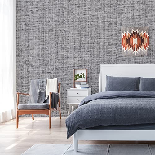 Grey Grasscloth Peel and Stick Wallpaper Gray Contact Paper 472inch Waterproof Removable Faux Linen Stick on Wallpaper Textured Self Adhesive Vinyl Roll for Cabinets Drawer - color: Dark Gray, size: 15.7" x 472"
