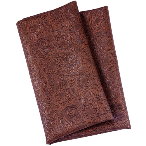 HGUAN Embossed Faux Leather Fabric 1 Yard Cut 36"x53" Embossed Vinyl Suitable for Upholstery Furniture Seat, Handmade DIY Projects (Brown) - color: Brown