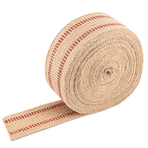 2.75 Inch 33 Yard Upholstery Jute Webbing with Red Stripes,