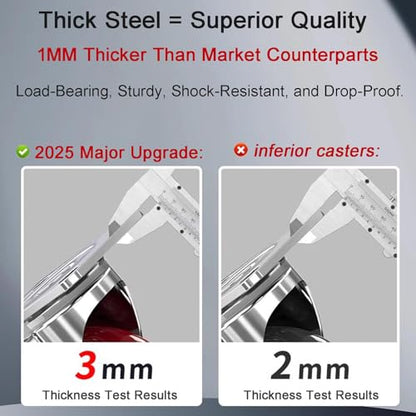 4 inch Casters Load 2400lbs -Includes 2 Sets of Adaptive Screws -Lockable Bearing Plate Heavy Duty Caster with Brakes, 360-degree Swivel for Furniture and Workbench Cart, Set of 4 - size: 4 inch Red