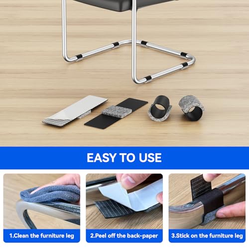 Sled Base Chair Floor Protectors Sled Base Chair Glides Wrap Around Floor Savers,Chair Leg Protectors Furniture Pads,Protect Floors Anti-Scratch Reduce Noise Easy Install (16pcs, Grey Felt Pads) - size: Grey Felt Pads