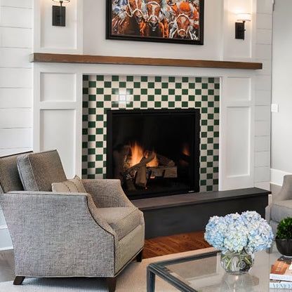 Art3d Grid Tile Peel and Stick Backsplash, 10-Pack, Dark-Green & Warm White - color: Dark-green and Warm White