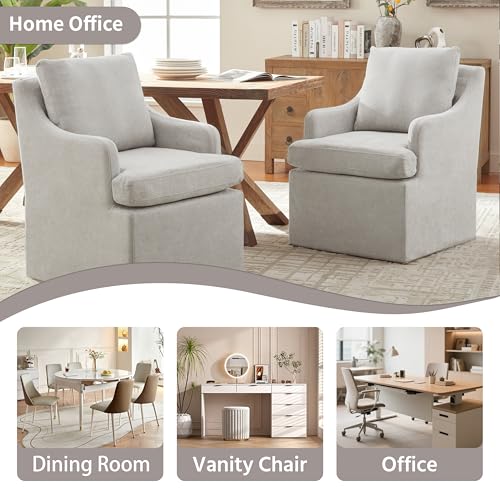 VKNOW Upholstered Dining Chairs, Dining Room Chairs with Casters - color: Light Grey, size: 1