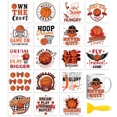 Peacoblue Basketball Rub On Transfers for Craft, Transfer Sticker - style: Basketball