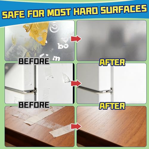 Adhesive Remover Spray Kit, 4 fl oz Sticker Remover for Labels, Glue, Residue, Tape, Decals, Fast Acting Glue Remover Includes Scraper and 10 Extra Plastic Razor Blades for Home, Car, Glass, Metal