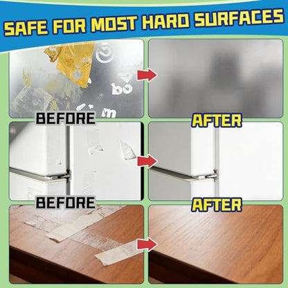 Adhesive Remover Spray Kit, 4 fl oz Sticker Remover for Labels, Glue, Residue, Tape, Decals, Fast Acting Glue Remover Includes Scraper and 10 Extra Plastic Razor Blades for Home, Car, Glass, Metal