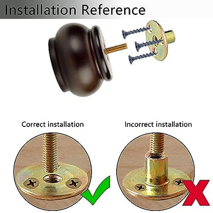 Maricome 2 Inch Round Furniture Feet Predrilled M8 Bolt Screw in Set of 4 Mid Century Replacement Bun Feet for Sofa Couch Ottoman (Height: 2.36 In/6CM) - color: 2 Inch Espresso