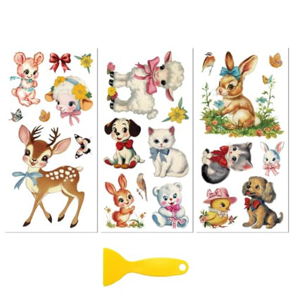 Peacoblue Vintage Parenting Animals Rub On Transfers for Furniture 6"x12" - style: Vintage Parenting Animals