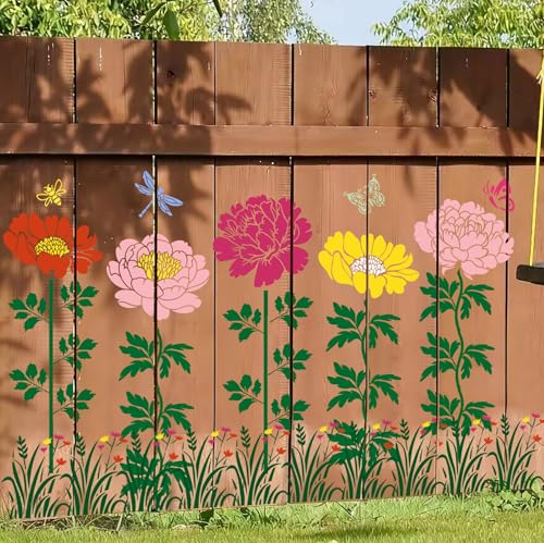 Large Flower Stencils for Wood Fence Peony Stencils for Painting Walls - style: Peony