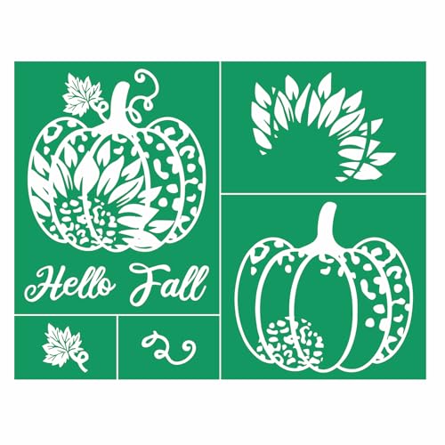 Self Adhesive Silk Screen Stencils Reusable Fall Stencils Silk Screen Transfers Screen Printing Stencils Pumkin Maple Leaf Stencil for Painting on Wood/Fabric/Window/DIY Autumn Farmhouse Decor - color: Pumpkin Maple 8.5x11 1pc