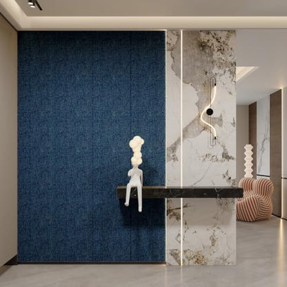 Yutianli 3D Wall Panel Peel and Stick Soundproof Foam Linen Wall Cloth Blue 16.7"x118" Self-Adhesive Decorative Wallpaper Anti-Collision Wall Padding - color: Blue
