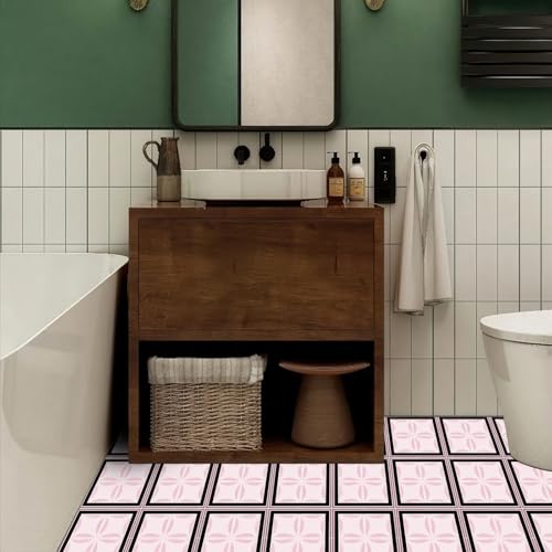 HOMETITUTE Pink Glitter Leaf Petal Floor 12in Vinyl Tile - color: Pink