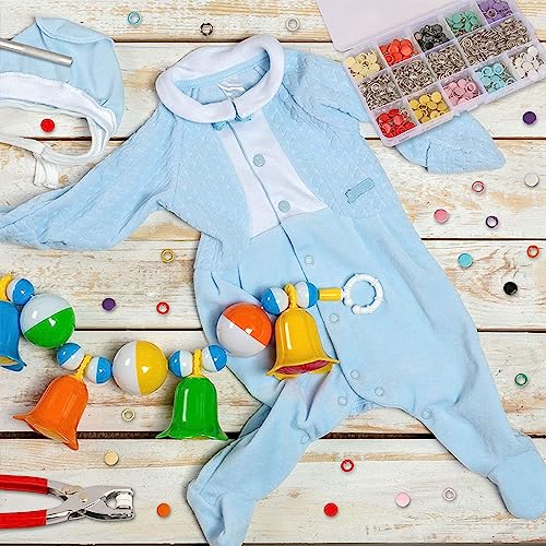 GTAAOY 9.5 mm Metal Snap Buttons with Snap Pliers, 200 Sets / 800 pcs - style: Silver Hollow Prong Snaps-200set