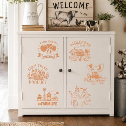 AFRITEE Fun Animal Stencils for Painting on Wood Farmhouse Reusable Crafts - style: Welcome