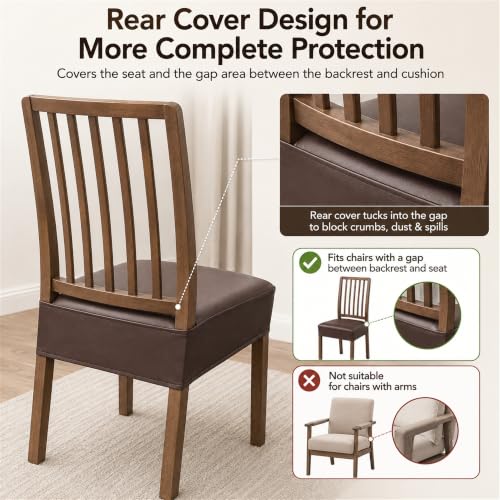 NILUOH Waterproof Seat Covers for Dining Room Chairs, 2 Pack Coffee, Large - color: Pu-coffee, size: 2 Pcs-X Large