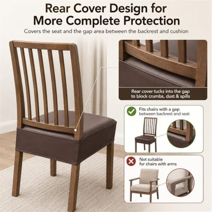 NILUOH Waterproof Seat Covers for Dining Room Chairs, 2 Pack Coffee, Large - color: Pu-coffee, size: 2 Pcs-X Large