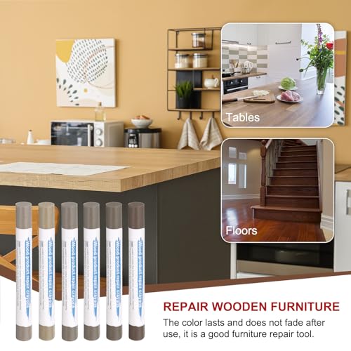 HARFINGTON Wood Filler Sticks 6 Colors Wooden Wax Touch Up Furniture Repair Crayons for Medium Gray, Tech Gray, Medium Brown 1-4 - color: Tech Woods Series