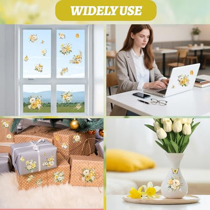 Flowers Rub On Transfers for Furniture and Crafts, 3pcs Yellow Rose Flowers Transfers Stickers Waterproof Decals for Bookcase Wardrobe DIY Home Door - color: Yellow Roses