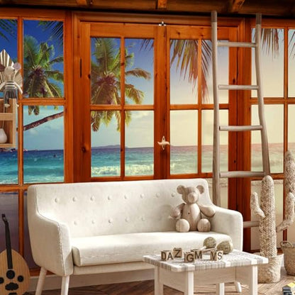 artgeist - Peel and Stick Wall Mural, Living Room Tropical Island 77x55 in - color: #07, size: 55"x77"