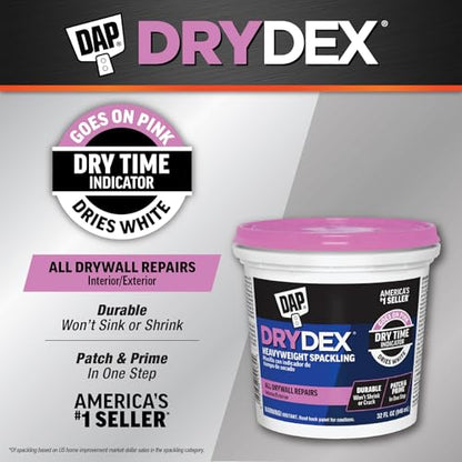 DAP DryDex Dry Time Indicator Spackling, Pink/White, 32 Oz (7079812330) (Pack of 2) - size: 1 Quart (Pack of 2)