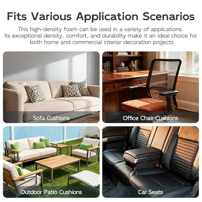 Vicatiful High Density Upholstery Foam - 3" x 24" x 24" Firm Foam Padding - size: 3" x 24" x 24"