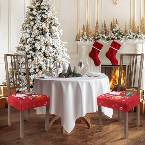 SearchI Dining Chair Seat Covers Set of 4, Rear Covered, Christmas Santa - color: Christmas Santa Claus