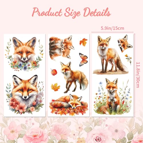 Peacoblue Cute Fox Rub On Transfers for Furniture Craft 6"x12" - style: Cute Fox