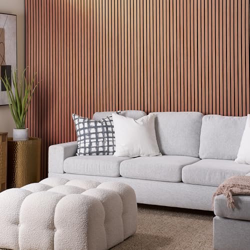 ZETY HOME Acoustic Wood Wall Panels, Slat 4-Pack, 94.5 in, Cherry - color: Oak Cherry