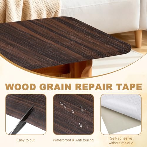 HARFINGTON Wood Grain Repair Tape 6" x16ft Self-Adhesive Repair Patch - color: Black Walnut, size: 6" x 16ft