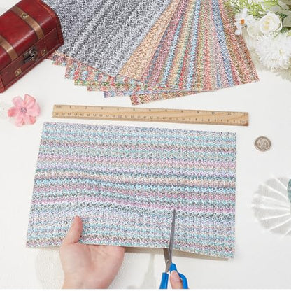 10 Colors 11.8 x 8.3 Inch Woven PU Leather Sheets for Crafts Soft Leather Fabrics Waterproof Braided Texture Colorful Microfiber Leatherette Rolls for Handicraft DIY Projects ﻿Handbags Bows - style: woven pattern A