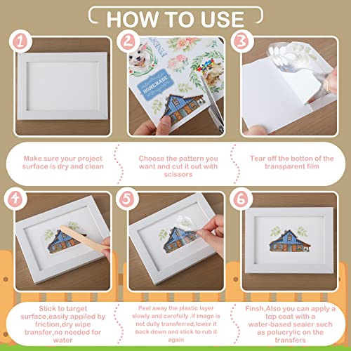 BBTO 12 Sheets Rub on Transfers for Crafts Wood Furniture DIY, 5.5" x 5.7" - style: Rustic Style