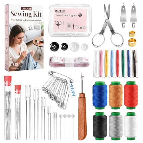 LIBLAIN Sewing Kit with Big Eye Steel Needles for Adults - size: Combo Pack