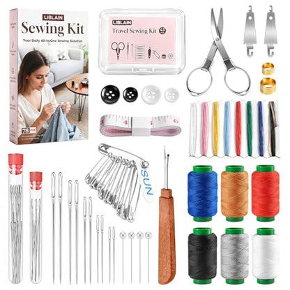 LIBLAIN Sewing Kit with Big Eye Steel Needles for Adults - size: Combo Pack