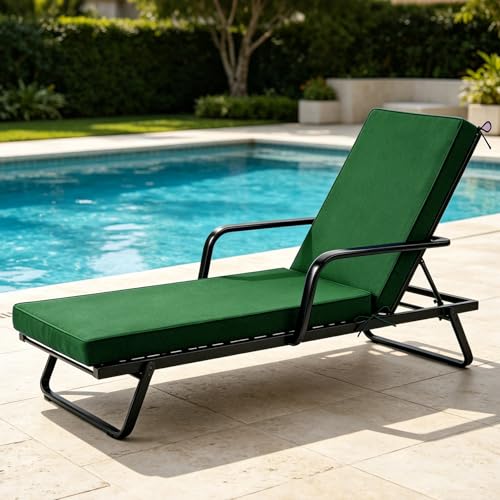 Chaise Lounge Cushions Outdoor, 72"x21"x3", Forest Green - color: Forest Green