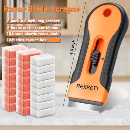 REXBETI Razor Blade Scraper Tool, Paint, Windows, Glass Stovetop Scraper - size: 8