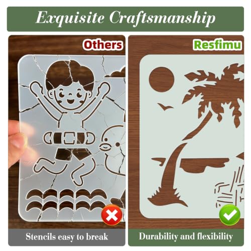 Ocean Stencils for Crafts Reusable 16Pcs Stencils(5.9X5.9 Inch) - color: Ocean