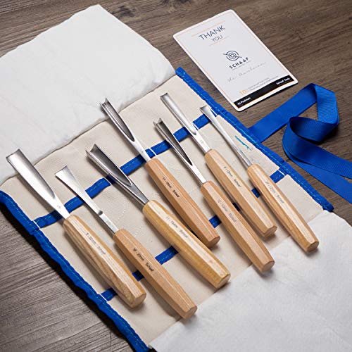 Schaaf Wood Carving Tools 7-pc Wood Chisel Set with Gouges, Hand Sharpened - color: Professionally Sharpened 7 Piece Set