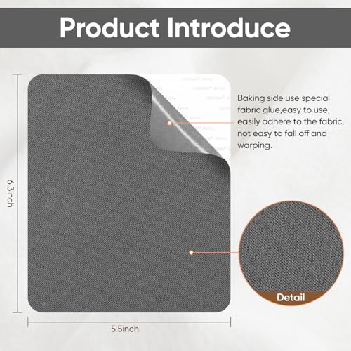 Couch Patch Repair Fabric,6-Piece Self-Adhesive Microfiber Patches，Quick Fix Sofa Chair Car Seat,Furniture,Upholstery Repair Kit. (Grey) - color: Grey, size: 5.5 x 6.3 inches