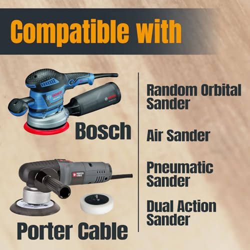 POWERTEC 40/80/120/220/320 Grit, 100 PK, 6 Inch Sanding Discs – Hook and Loop, 6-Hole Aluminum Oxide Orbital Sander Pads, Round Sandpaper for Random Orbital, Air, Pneumatic & DA Sanders (45200)