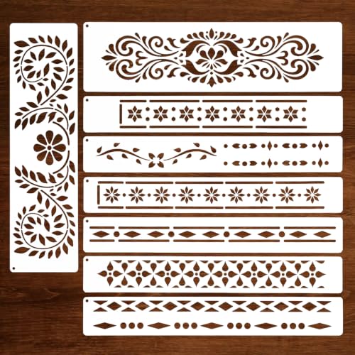 8pcs Borders Stencils for Painting,Floor Border Stencils for Canvas