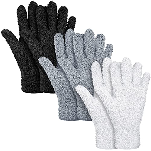Patelai 3 Pairs Microfiber Dusting Gloves for Plants Leaf, Medium - color: Black, White, Gray, size: Medium