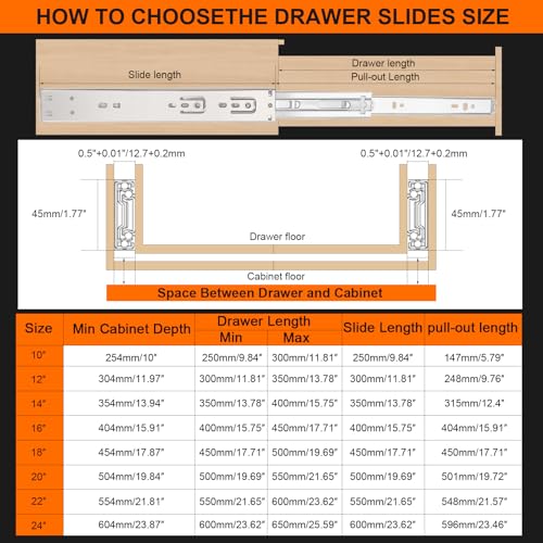 14 inch Drawer Slides 6 Pairs (12pcs) Soft Self Close 3 fold Full Extension Ball Bearing Cabinet Drawer Glides Side Mount for Dresser, Cabinet, Kitchen 100 LB Capacity 14" Silver - size: 14inch-350mm