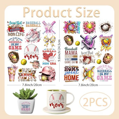 2 Sheets Rub on Transfers for Crafts, Baseball Furniture Transfers for Wood, Glass, Plastic & Ceramics, Decorative Decals - style: Baseball quotes