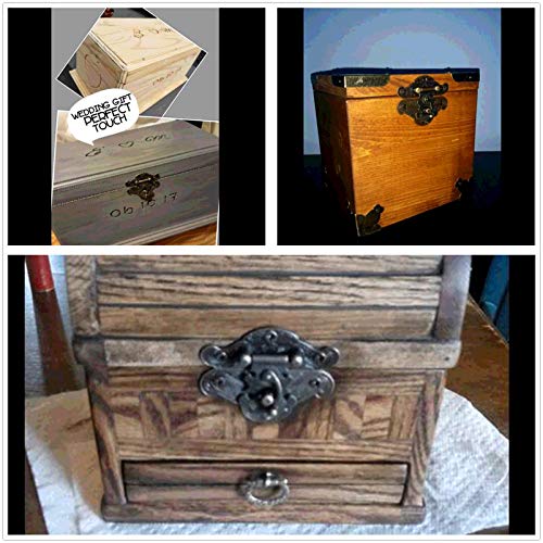 dophee Box Latch Hasps and 2Pcs Vintage Small Hinges with 14Pcs Screws