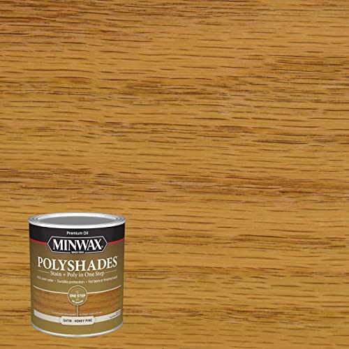 Minwax PolyShades Wood Stain + Polyurethane Finish – Quart, Honey Pine, Satin - color: Honey Pine, size: 1 Quart, style: Satin