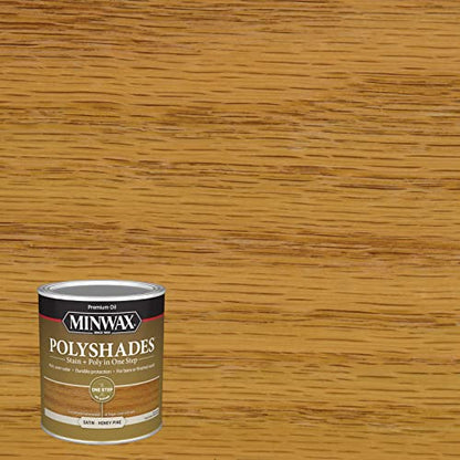 Minwax PolyShades Wood Stain + Polyurethane Finish – Quart, Honey Pine, Satin - color: Honey Pine, size: 1 Quart, style: Satin