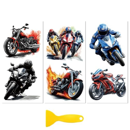 Peacoblue Cool Motorcycle Rub On Transfers for Furniture Craft 6"x12" - style: Cool Motorcycle